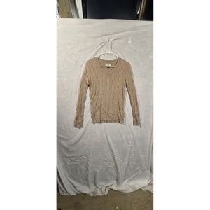 Sonoma Life + Style women's medium beige cable-knit V-neck sweater Size Medium